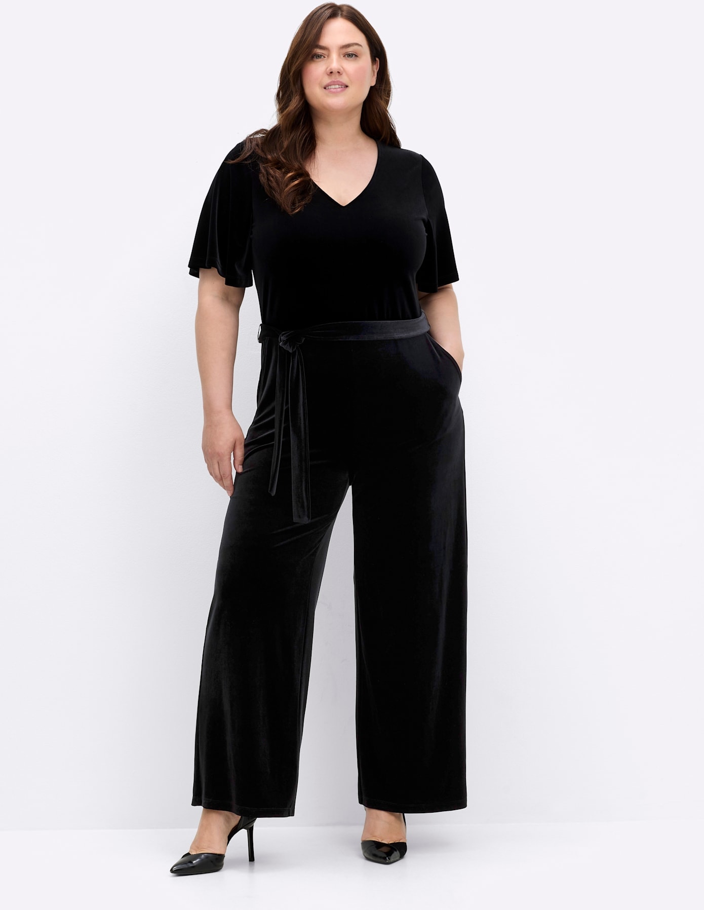 Overall SHEEGO BY JOE BROWNS, Damen, Gr. 50, Normalgrößen, schwarz, 92% Polyester, 8% Elasthan, unifarben, lang, Overalls Overall