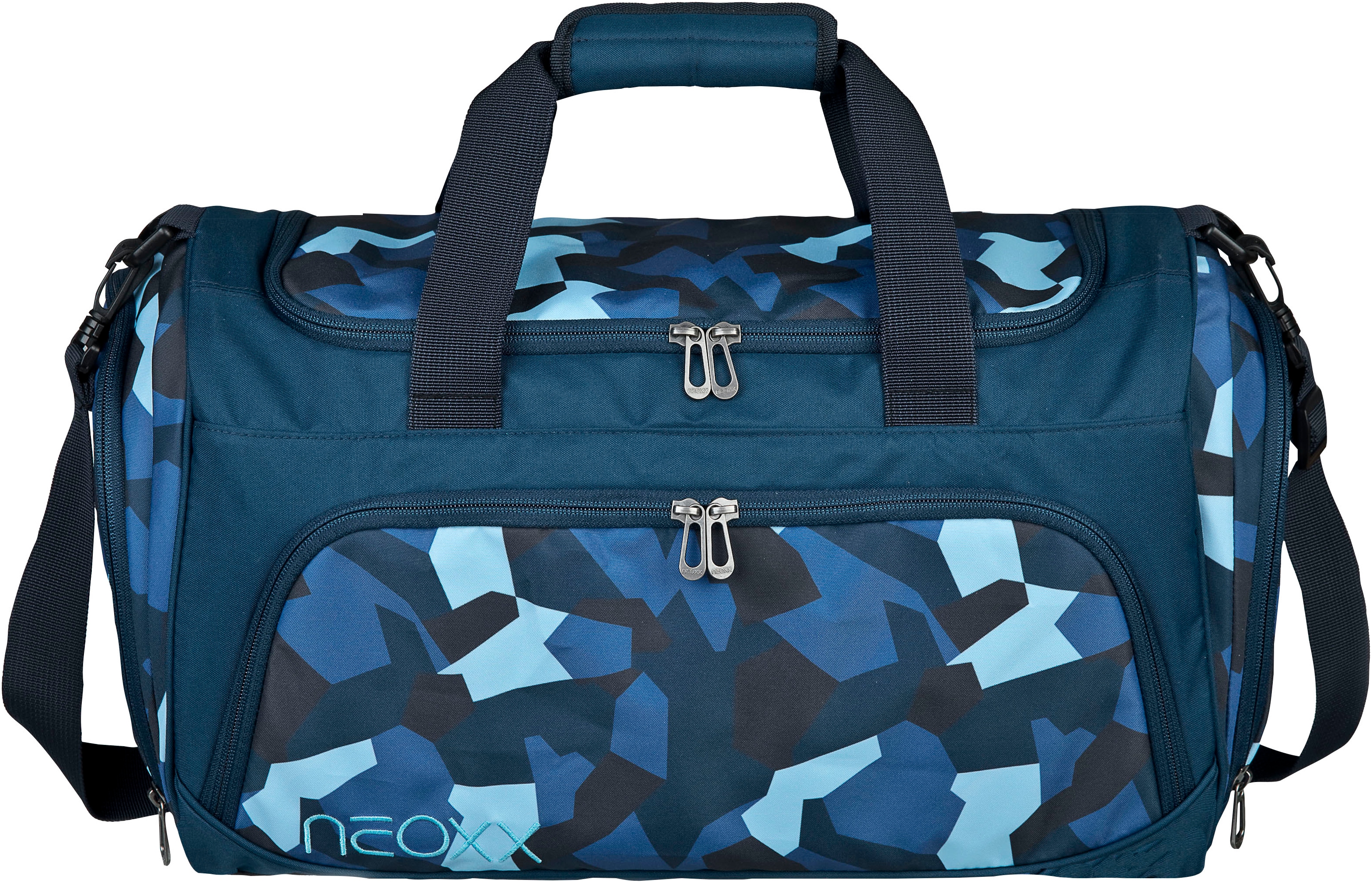 Sporttasche NEOXX "Move", Kinder, Gr. B/H/T: 43cm x 26cm x 24cm, grün (camo nation), Polyester, Taschen Sporttasche, teilweise aus recyceltem Material
