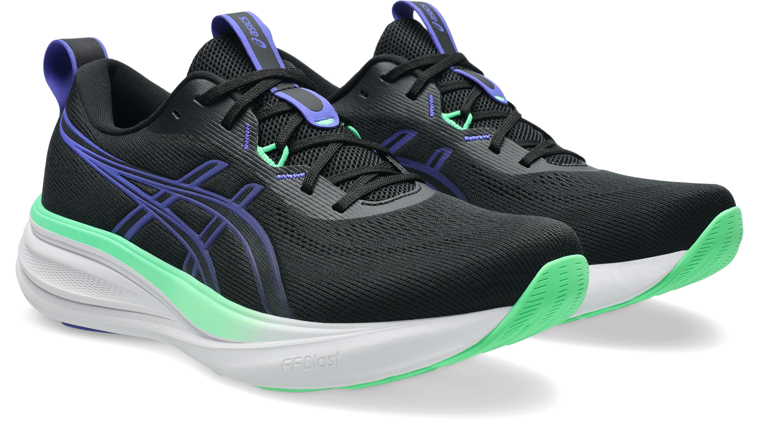 Laufschuh ASICS "GEL-PULSE 17", Herren, Gr. 44,5, schwarz, cobalt burst, Synthetik, Schuhe Laufschuh, mit GEL-Technologie im Rückfuß, mit FF BLAST Dämpfung