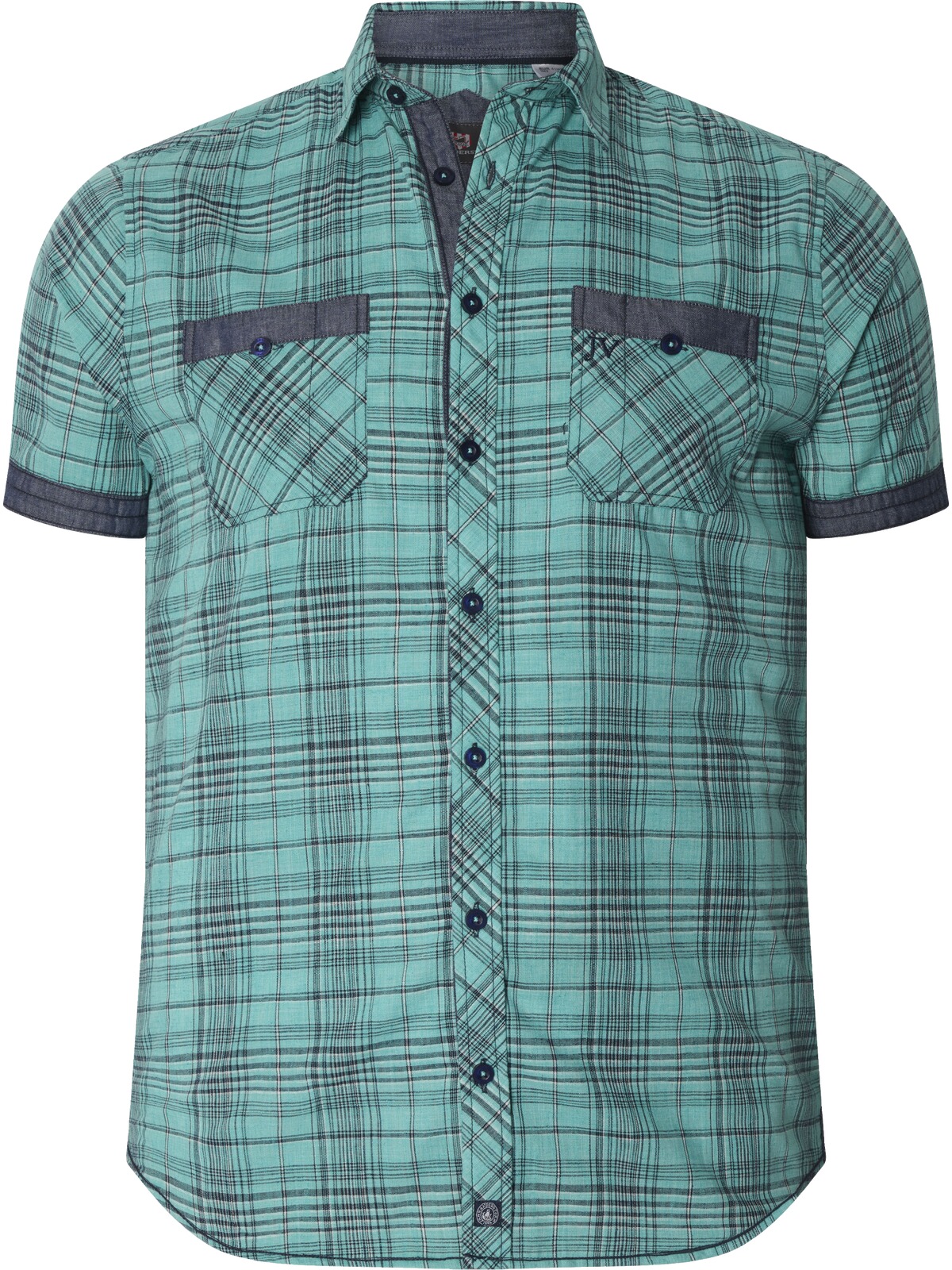 Kurzarmhemd JAN VANDERSTORM "Kurzarmhemd AALVAN", Herren, Gr. 3XL, weit, blau (türkis kariert), Obermaterial: 60% Polyester COOLMAX PES(Coolmax). 25% Baumwolle CO. 15% Leinen LI., Hemden