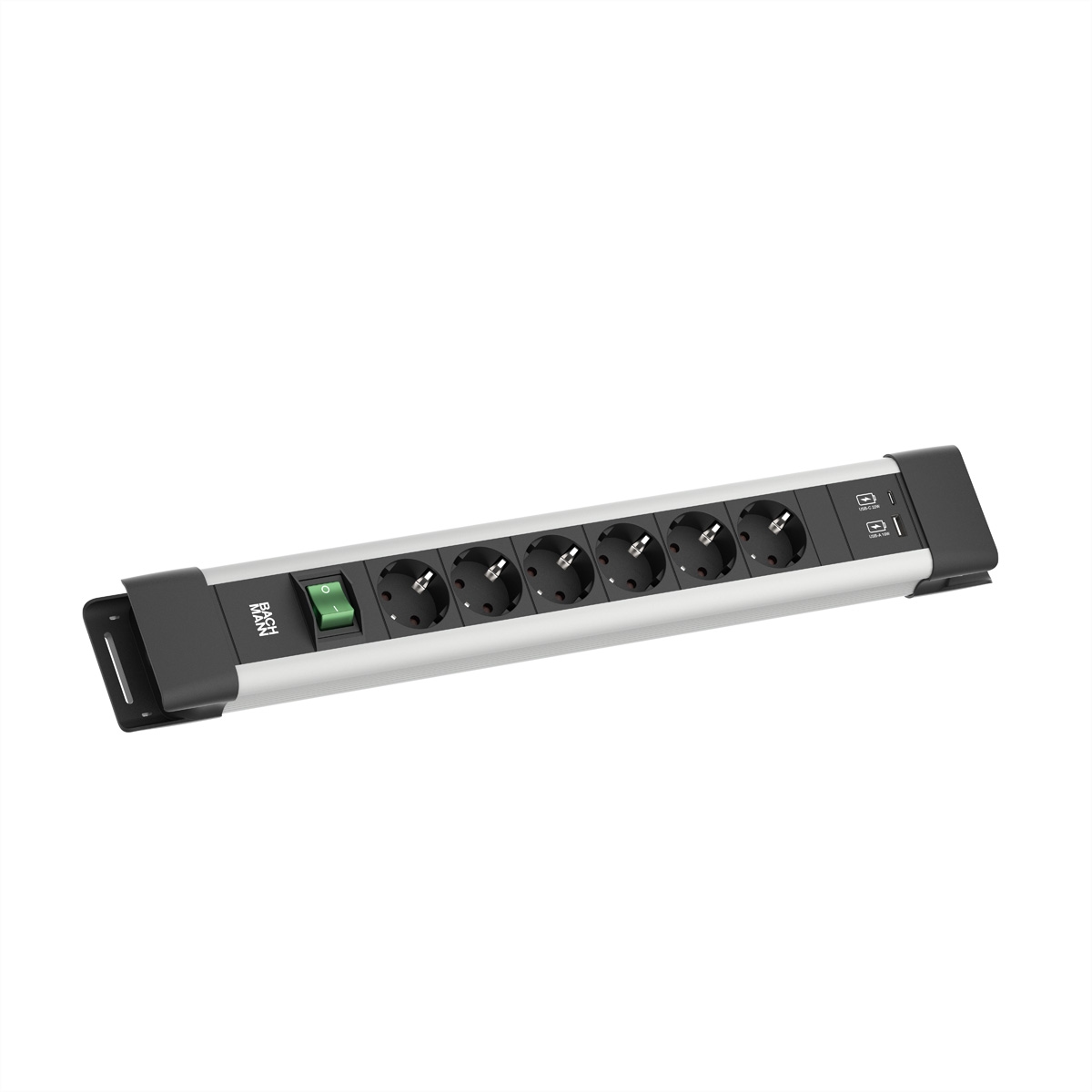 BACHMANN CONNECTUS 6x CEE7/3, 1x Schalter, 1x USB A/C 22W, 2,0m CEE7/7, Grau Image
