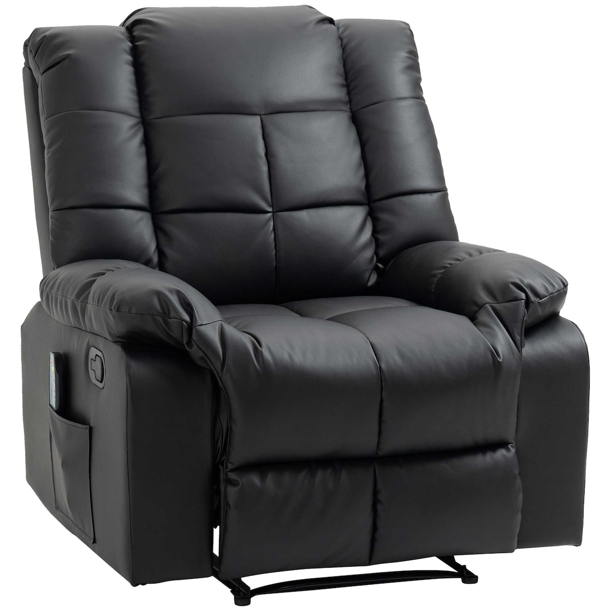 OKWISH Massagesessel Relaxsessel 99x94x99 cm Schwarz mit 8 Punkt Massage bis 165 Grad Neigung Fußstütze Kabelfernbedienung Seitentasche Kunstlederbezug Image