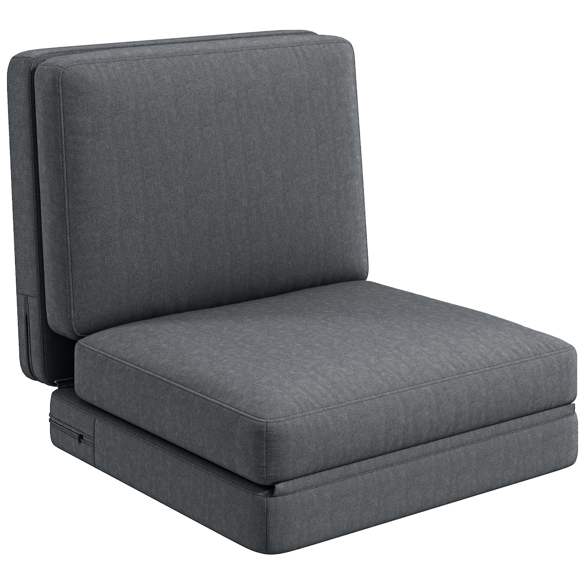 MODFU Bodensofa klappbar 72x75x80 cm Dunkelgrau 3 in 1 als Bodensessel Chaiselongue und Schlafsofa mit Samtoptik 29 cm Polster Image