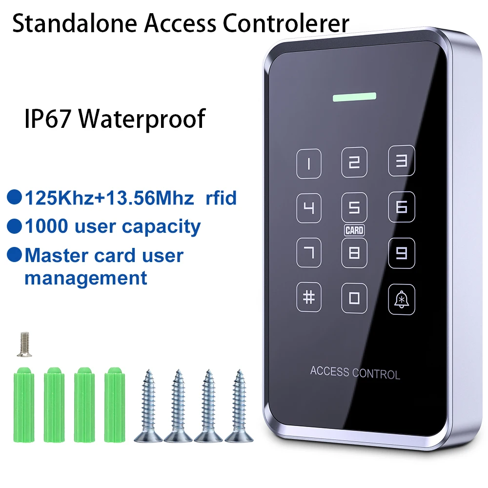 Clavier de contrôle d'accès RFID NFC, 125Khz + 13.56Mhz, 1000 utilisateurs, rétro-éclairage étanche, verrouillage tactile, double fréquence ID + carte IC, déverrouillage par broche