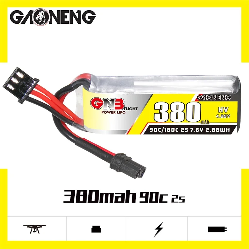3-10PCS Gaoneng GNB 2S HV Lipo batterie 380mah 7,6 V 90C/180C mit XT30 Stecker für BETAFPV Beta75X 2S Beta65X 2S Whoop Drone Image