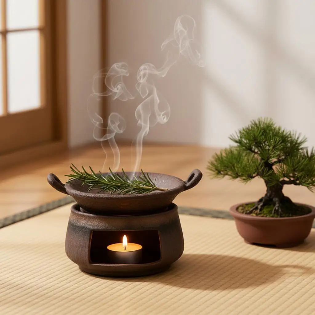 Grober Keramik-Kräuterbrenner, multifunktionaler Keramik-Aromatherapie-Herd für Sandelholz, Tee und ätherische Öle, Heimdekoration Image