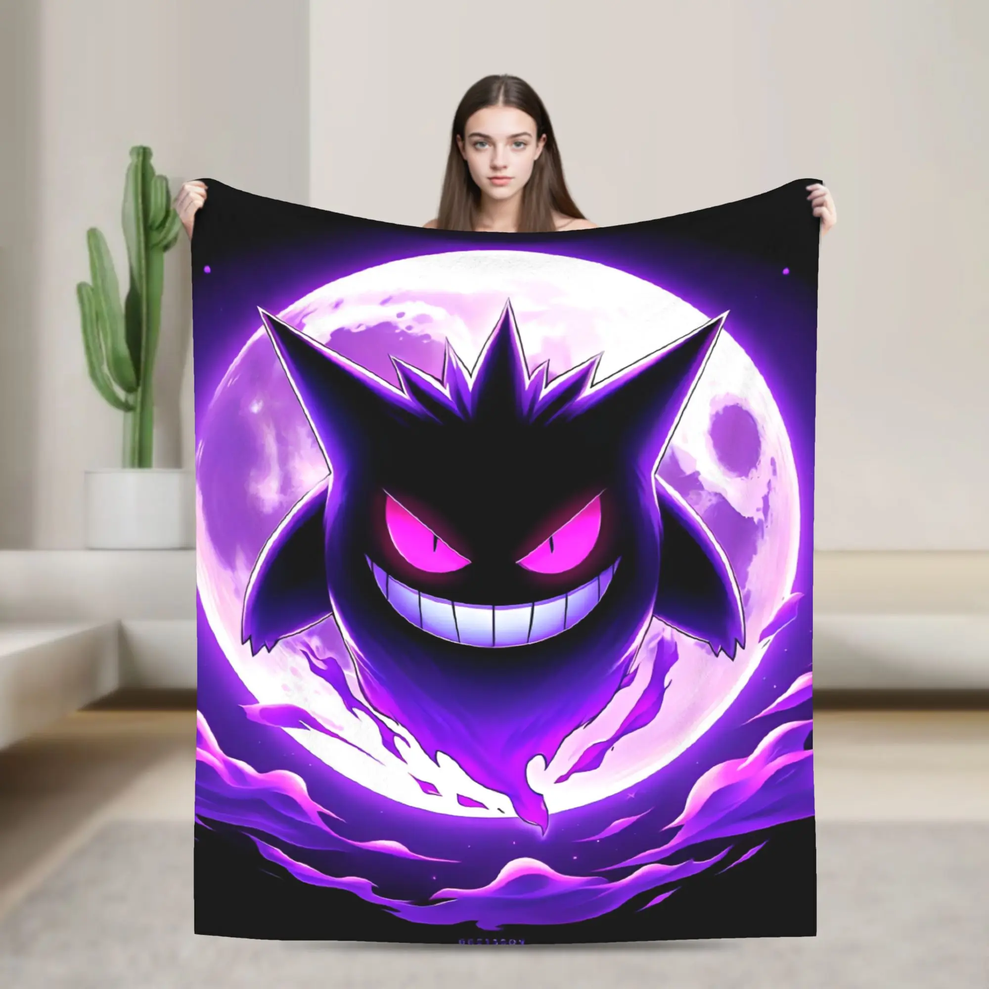 Gengar Cartoon-Decke, super warm, Street-Trend, Plüsch-Überwurf, Decke für Heimdekoration, dekorative Flanell-Tagesdecke, Bettdecke Image