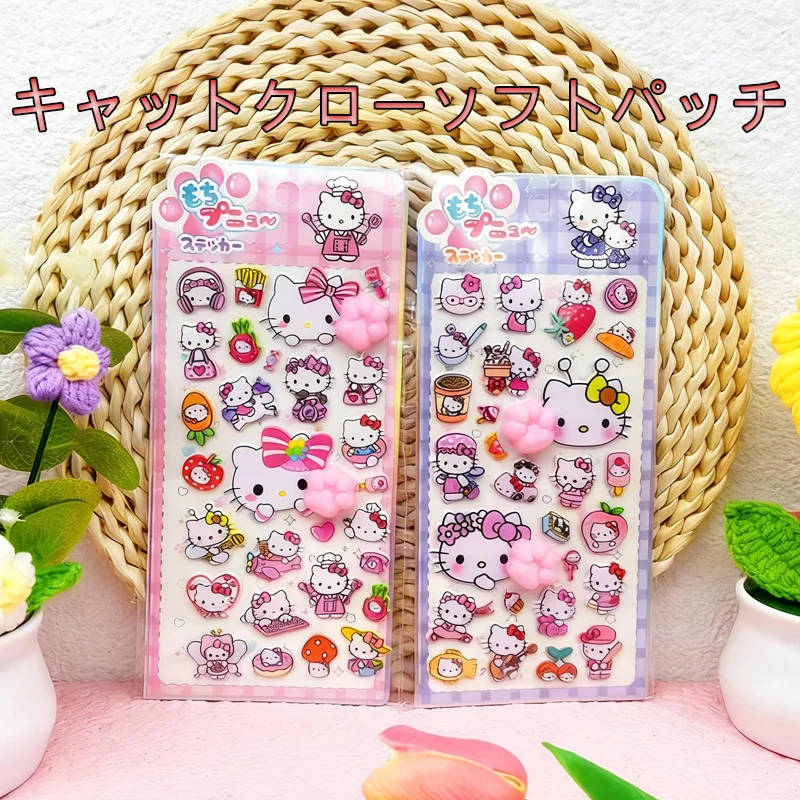 40 Stück niedliche lustige Katzenkrallen-Aufkleber Cinnamoroll My Melody Kuromi 3D-Relief-Aufkleber Kawaii Stressabbau Squishy Aufkleber Spielzeug Geschenk Image