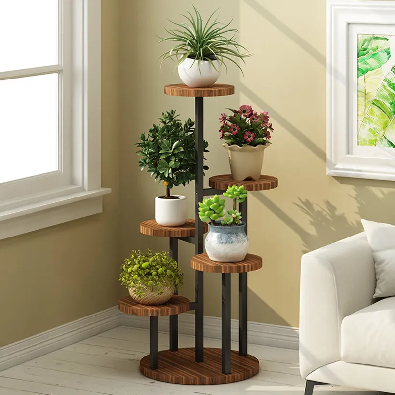 Robuster Moderner Holz-Pflanzenständer 3-stufiges Blumentopfregal für Innen und Außen Balkon Ecke Garten Heim-Deko Innen-Pflanzenständer Image