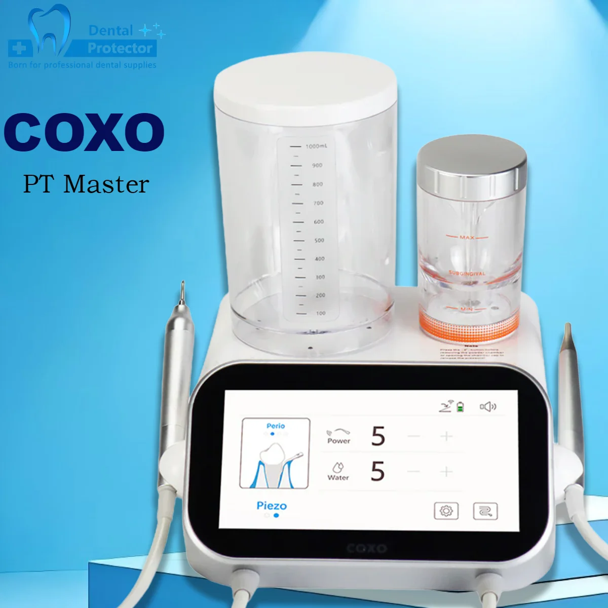 COXO PT Master 2in1 Dental-Ultraschall-Scaler – Luftpolier- und Skaliersystem mit 24–36 kHz Frequenz zur Plaque-Entfernung Image