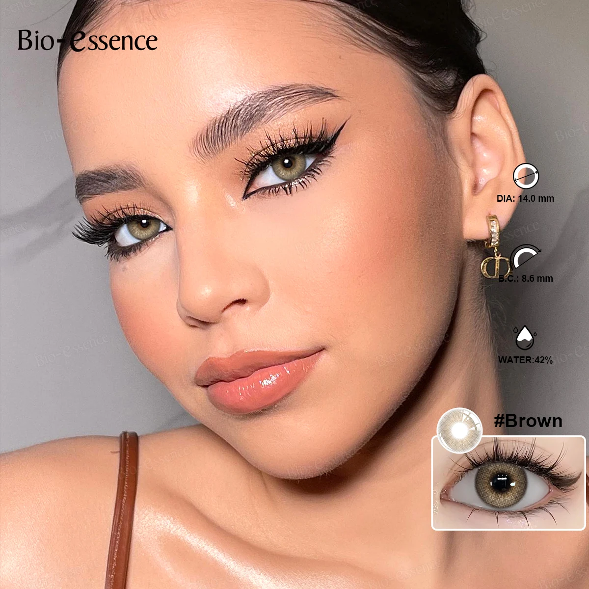 Bio-essense Siri Series 2er-Set farbige Kontaktlinsen für Augen, natürlich gefärbte Pupillen, kosmetische graue Linsen, jährlich für Party und Alltag Image