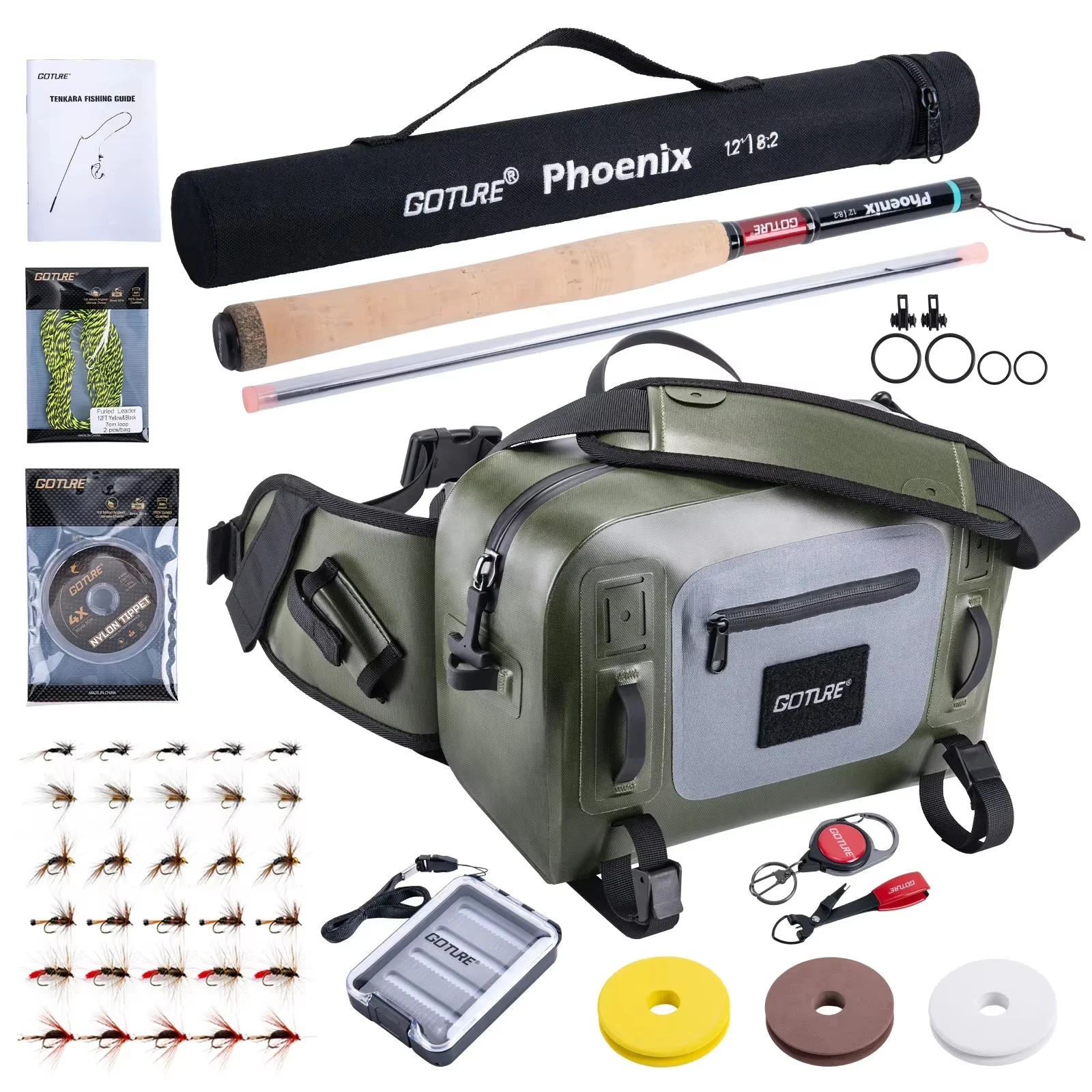 Goture 3,6m Tenkara-Ruten-Set mit Ersatzspitze und Aufbewahrungstasche, Komplettes Tenkara-Angelset für Anfänger, Reisen, Wandern und Camping Image