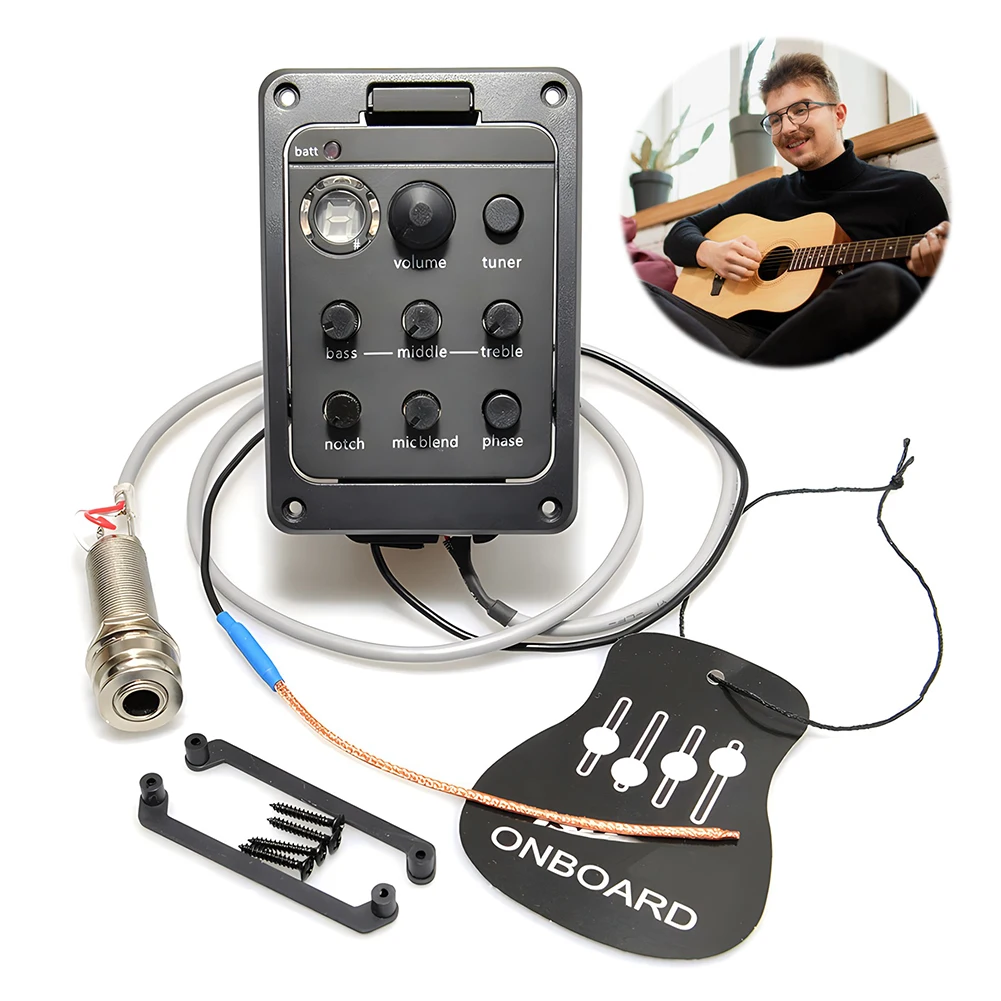 Kunststoff 301 Gitarren-Tonabnehmer mit Tuner Presys Gitarren-Vorverstärker EQ Equalizer Gitarrenstimmer Gitarren-Schallloch EQ Teile Zubehör