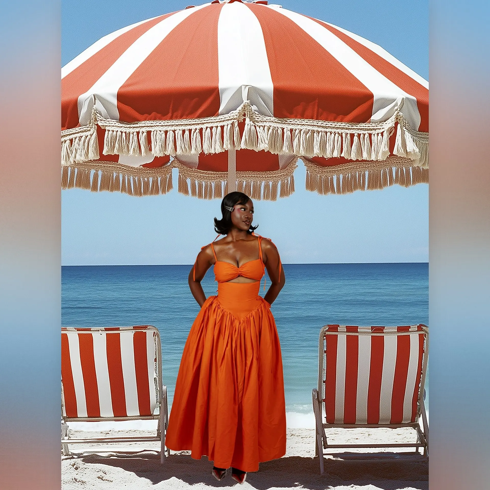 Eleganter einfarbiger Maxirock für Damen, hohe Taille, A-Linie, langer Rock, plissierter, fließender Rock für Hochzeit, Party, Date, Nacht, Strand Image