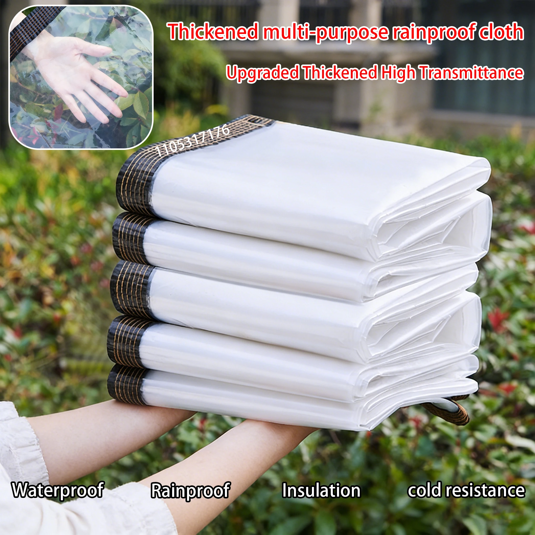 Transparente Regenplane, strapazierfähige, wasserdichte Abdeckung für Garten, Terrasse und Camping – UV-beständig Image