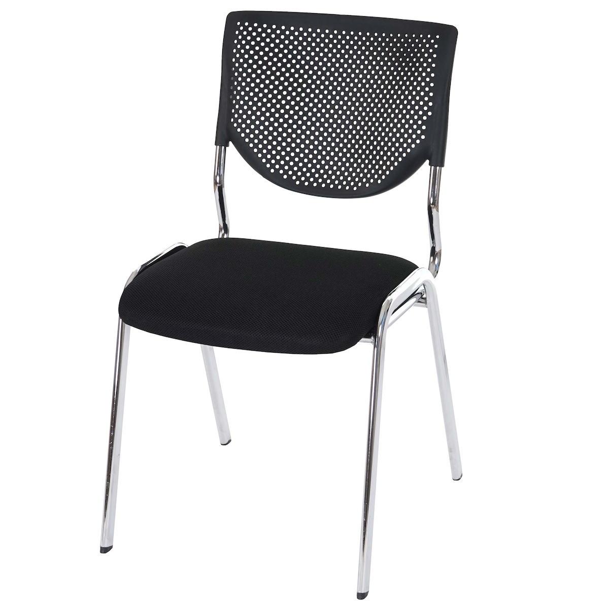 Mendler Besucherstuhl T401, Konferenzstuhl stapelbar, Stoff/Textil ~ Sitz schwarz, Füße chrom Image