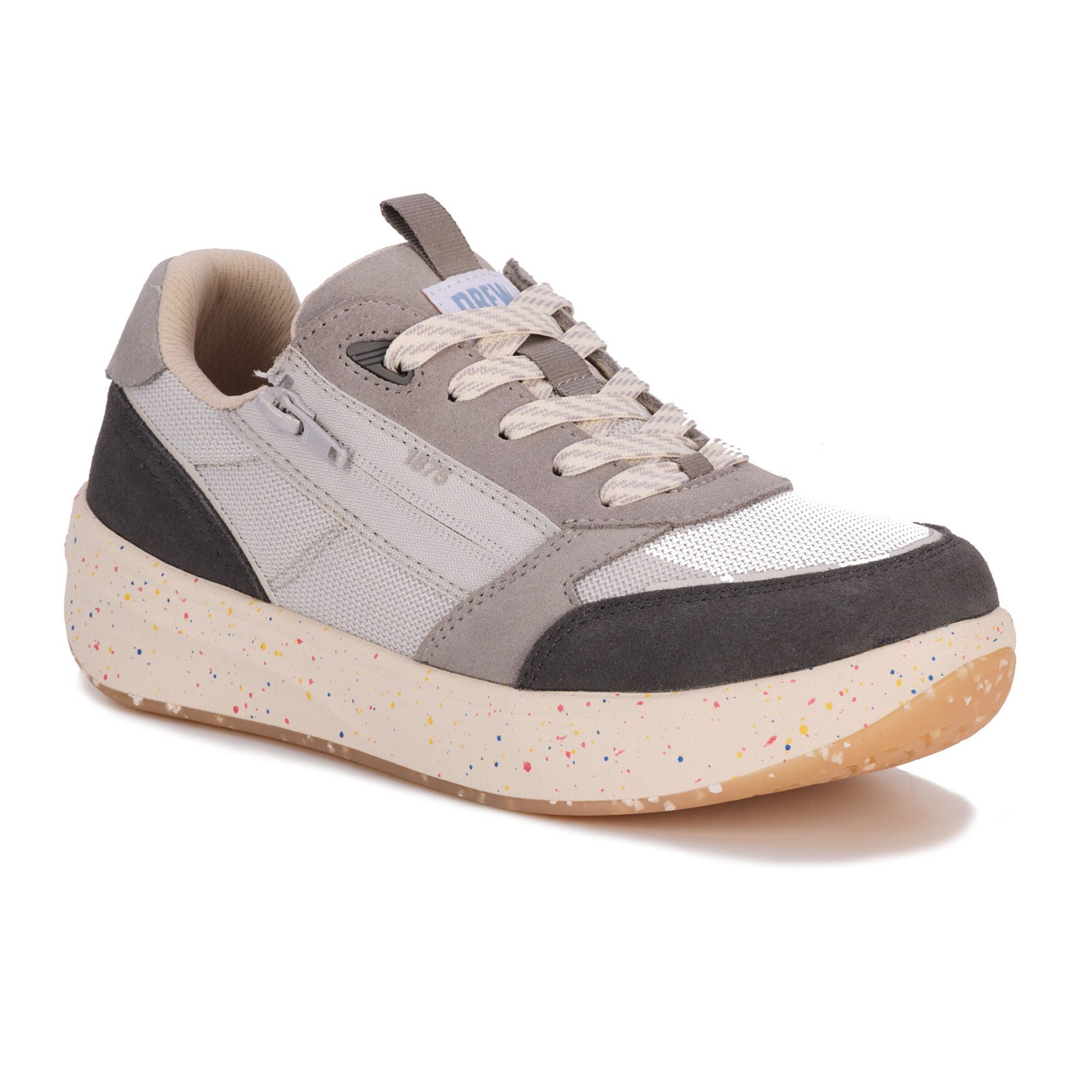 Wide Width Women's Happy Double Zip Sneaker by Drew in Grey (Size 6 W)
