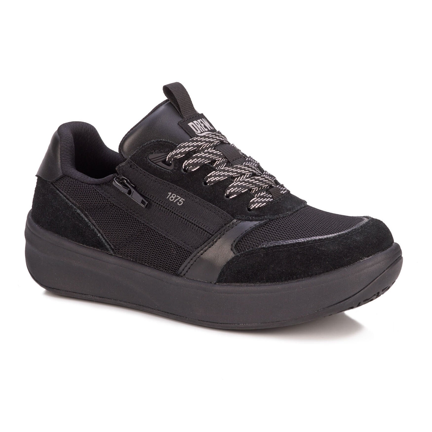 Women's Happy Double Zip Sneaker by Drew in Solid Black (Size 9 M)