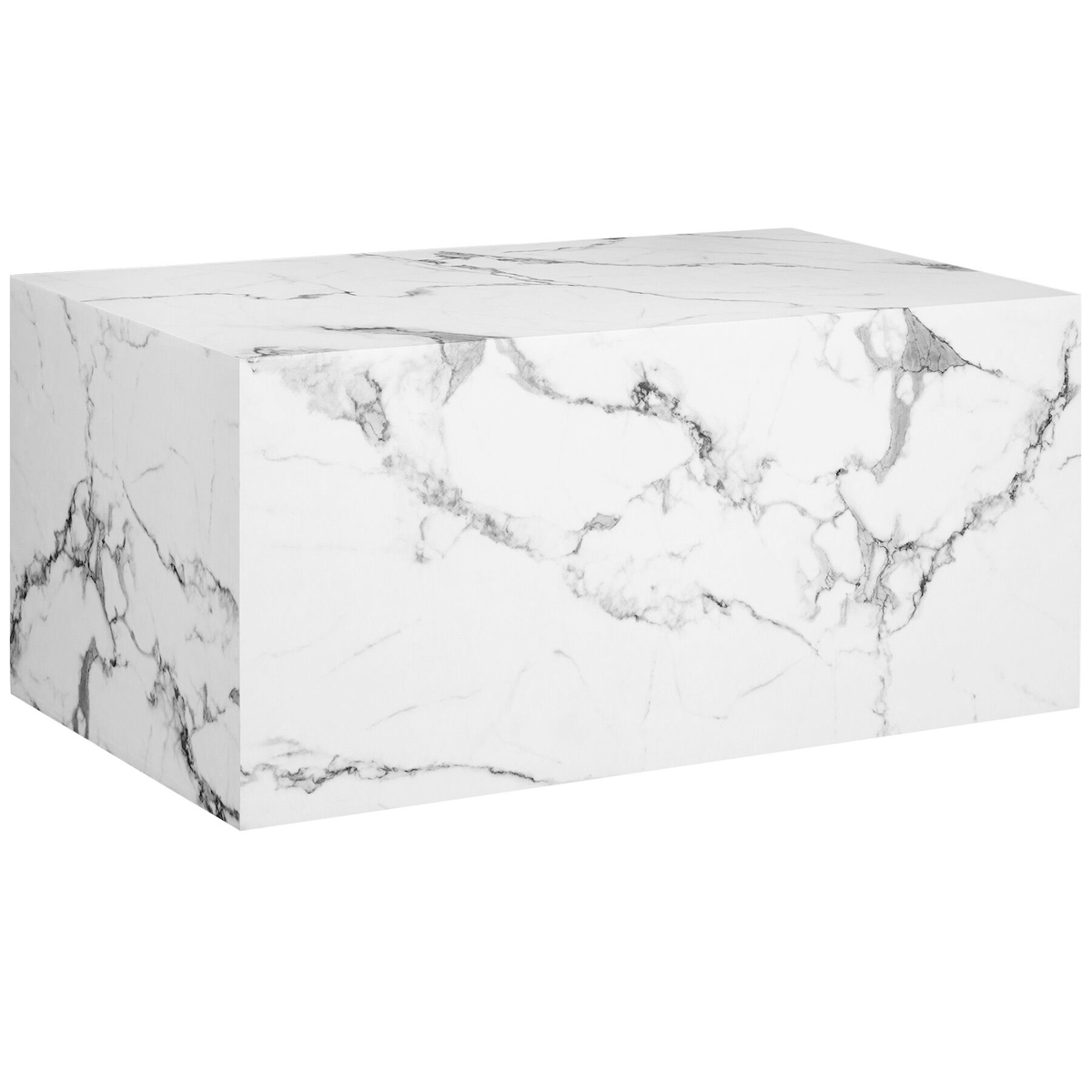 TecTake GmbH tectake Couchtisch Lasley, Belastbarkeit 45 kg - 90 x 50 x 40 cm Marmor Optik weiß Image