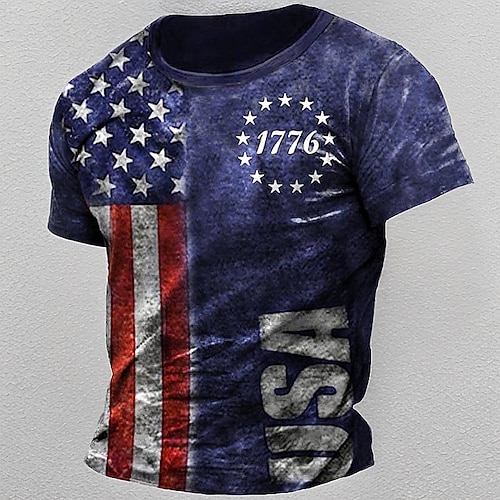 4. Juli 2026 250. Gedenktag Herren patriotisches Patriot Grafik 3D-Druck amerikanische Flagge Veteran Rundhalsausschnitt Kurzarm T-Shirt Image