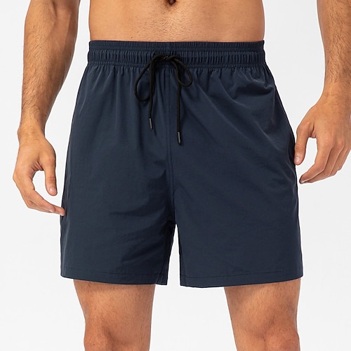Herren Badehosen Boxer-Badeshorts Shorts Tasche Elastischer Bund Einfarbig Einfach Komfort Atmungsaktiv Kurz Lässig Strand Schwimmen Urlaub Mode Marineblau Unelastisch Image