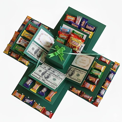 5-lagige Überraschungs-Explosions-Geschenkbox, Liebesbox, Geburtstags-Explosionsbox, Überraschungs-Snackbox, mehrere Komponenten, Regenbogenmotiv, Papiermaterial Image