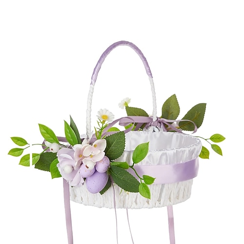 2er Pack Osterfruchtkörbe Frühjahrausflug Handgehaltener Blumenkorb Western-Stil Hochzeit Blumenjunge Blumenkorb gewebter Hochzeitszuckerblumenkorb Image