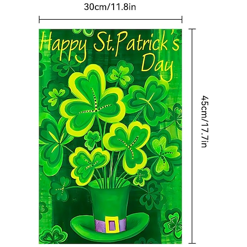 10 Stück St. Patrick's Day Gartenfahne Irischer Nationalfeiertag Karneval Glücksklee Image