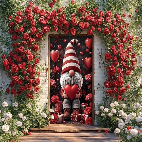 Valentinstag Türabdeckung Katze Elf Herz Modern Wohndeko Image