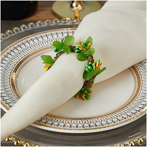 4er-Pack Ostereier-Serviettenringe im Western-Stil mit Osterhasenmotiv, dekorative Serviettenschnalle für Hoteltische, neue Osterserviettenringe Image