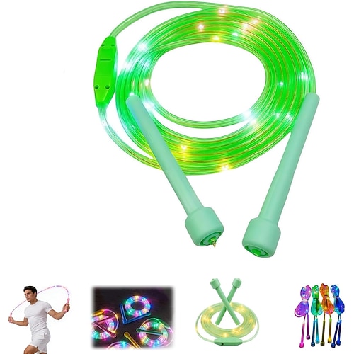 LED-Springseil mit Leuchteffekt für Kinder, verstellbare Länge, leuchtendes Springseil aus PVC, verwicklungsfreies, farbenfrohes Springseil für Fitnessübungen drinnen und draußen, Partygeschenke Image