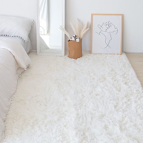Schlafzimmerteppich im nordischen Stil, flauschiger Bodenteppich, weicher Dekoteppich für Wohnzimmer, Couchtisch, Nachttisch und Mädchenzimmer Image
