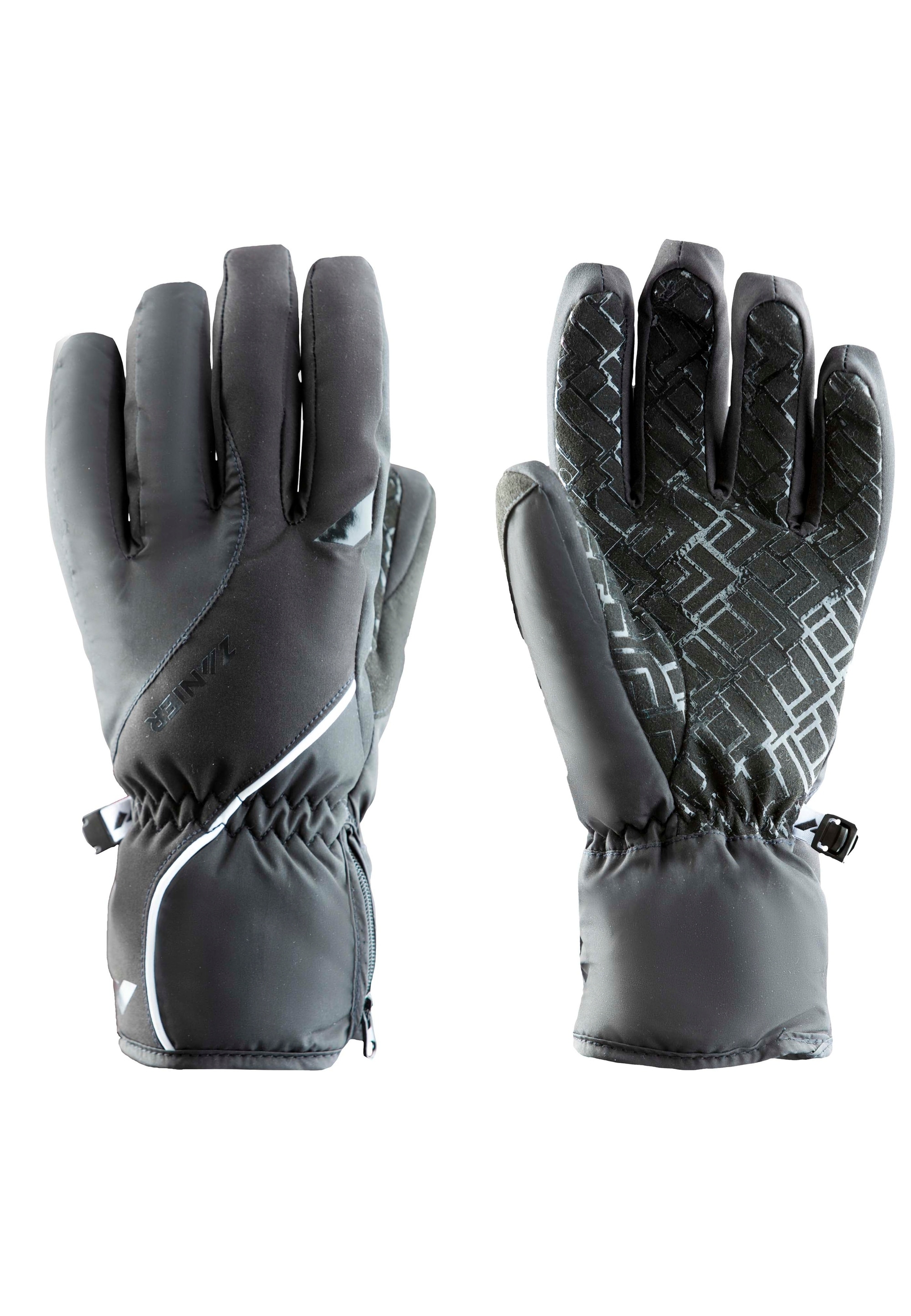 Skihandschuhe ZANIER, Damen, Gr. 8, schwarz, 90% Polyester, 10% Elasthan, unifarben, Handschuhe, mit hochwertigem Polster und wasserfester Qualität Image