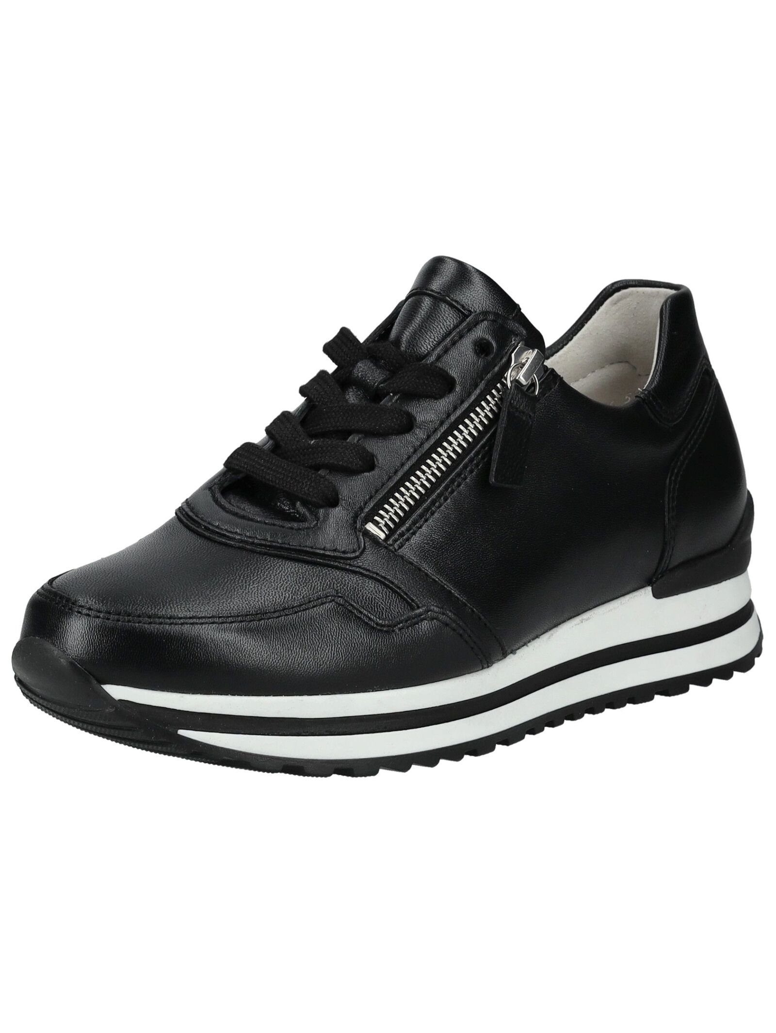 Sneaker GABOR COMFORT "Gabor Comfort Sneaker Glattleder", Damen, Gr. 37,5, schwarz, Glattleder, Schuhe Sneaker