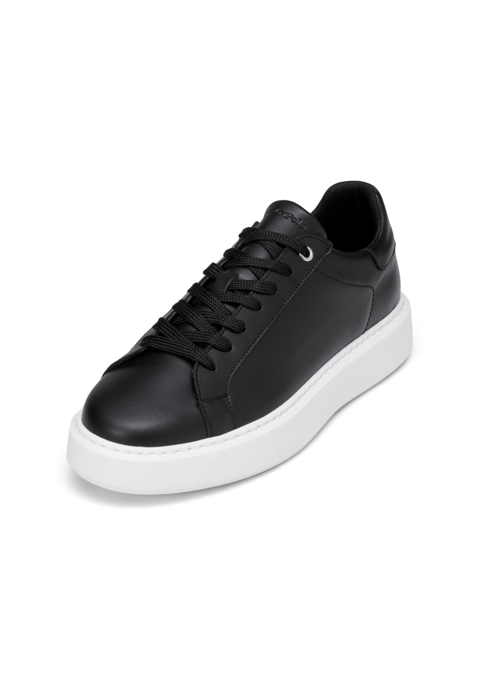 Sneaker MARC O'POLO "aus edlem Rindleder", Herren, Gr. 45, schwarz, Obermaterial: 100% Leder (Rind), unifarben, Schuhe Sneaker