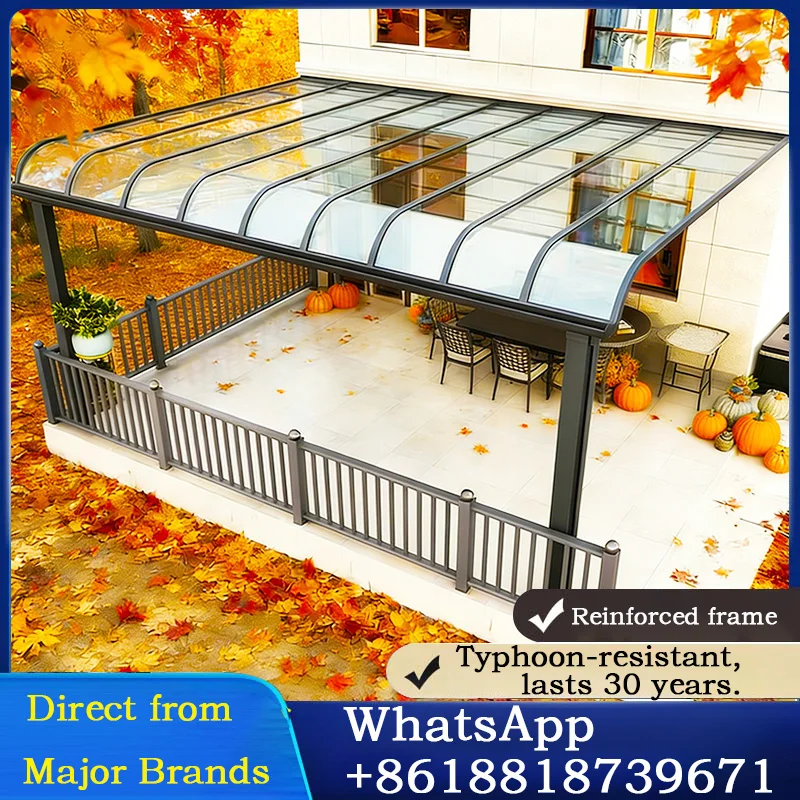 Pergola extérieure de bâtiments de jardin de hangar de jardin d'auvent de terrasse en aluminium résistant à l'eau de haut de gamme pour la décoration de jardin et de jardin