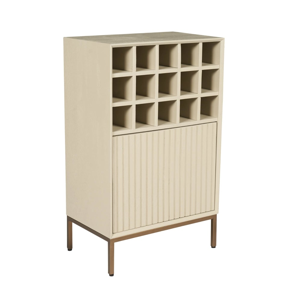 Meuble casier à bouteilles en bois beige 1 porte