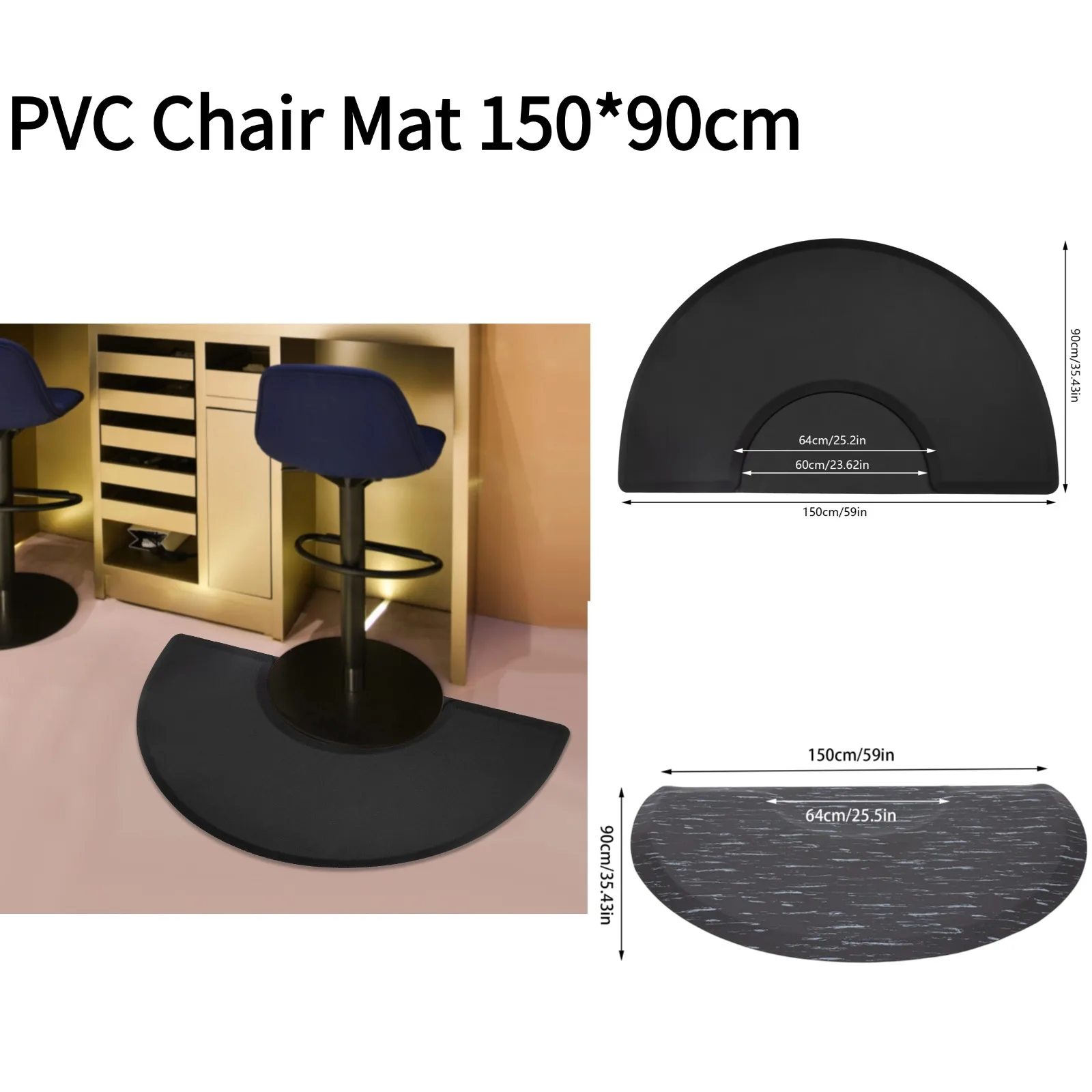 Salon Barber Matte Anti-rutsch-Pad Barbershop PVC Stuhl Matte Boden Teppich Friseur Pad 150*90 cm für Friseursalon Schönheit Shop Image