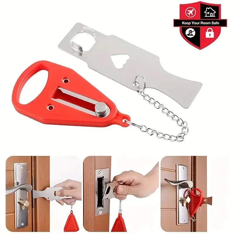 Tragbares Türschloss für Heimsicherheit, Zusätzliche Sicherheit und Privatsphärenschutz Unterwegs, Perfekt für Reisen Image