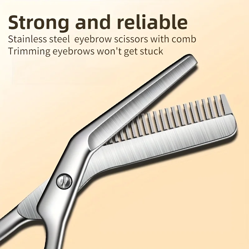 Professionelle Augenbrauenschere aus Edelstahl mit Kamm Hypoallergen Ergonomisches Zweihand-Design Präzisionsformung & Pflege Image