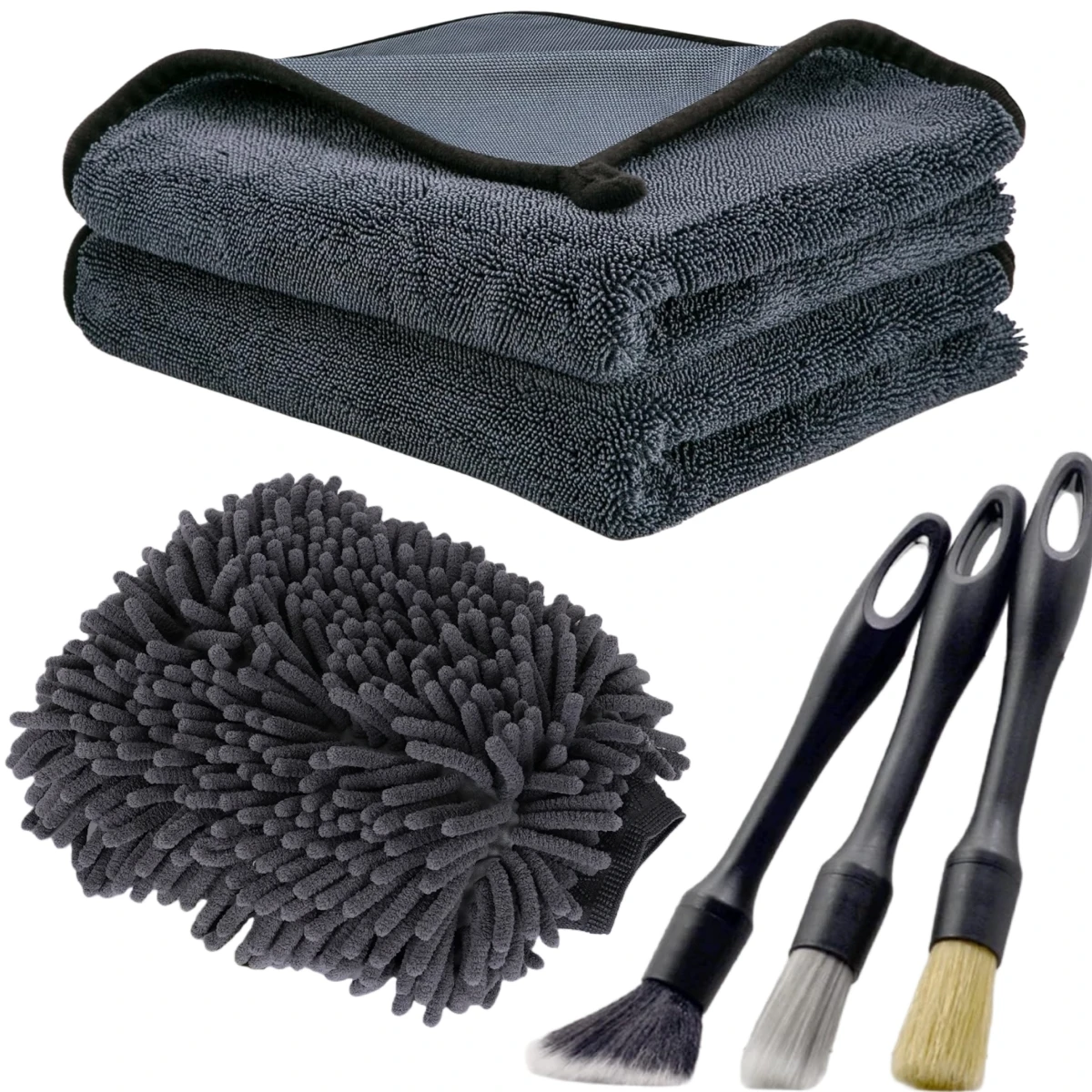 Autowaschset mit Waschhandschuh, Detailing-Bürste, multifunktionalem, saugfähigem Handtuch, umfassendes Reinigungsset für Autos Image