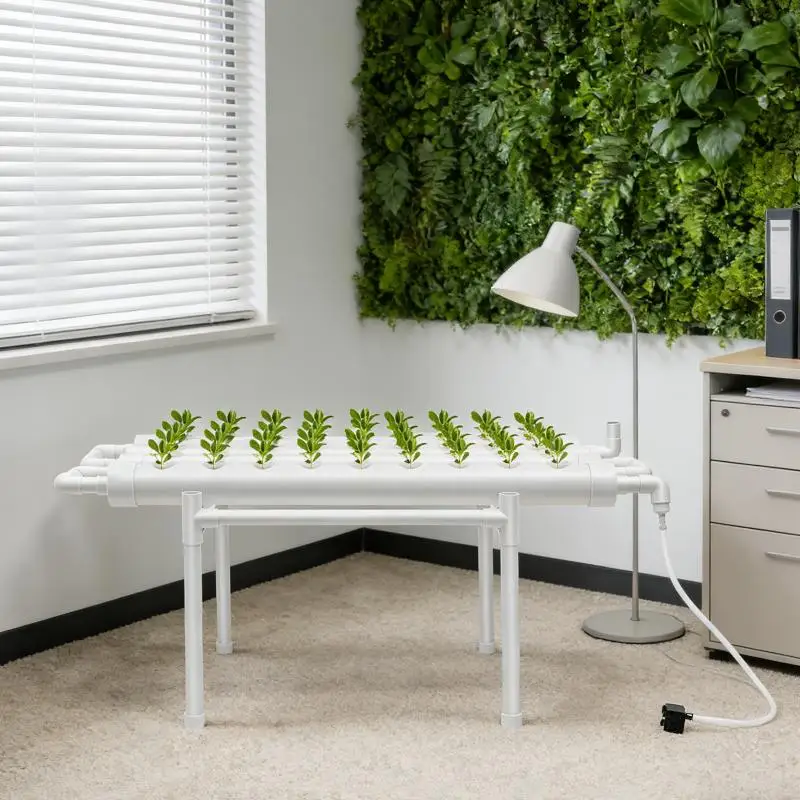 Hydroponische Anbausysteme, PVC-Rohr, bodenloses Pflanzenwachstumsset für Balkon, Garten, drinnen und draußen, bodenfreie Kräuter- und Gemüsebepflanzung Image