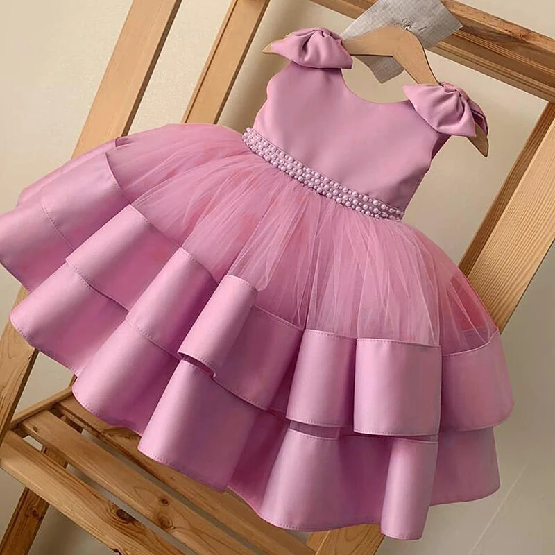 Kleinkind Mädchen Tüll Schleife Kleid Baby Elegante Prinzessin Taufe Hochzeit Tutu Kleider Kinder Abschlussball Kinder Formelle Party Kleidung 3-8 Jahre Image