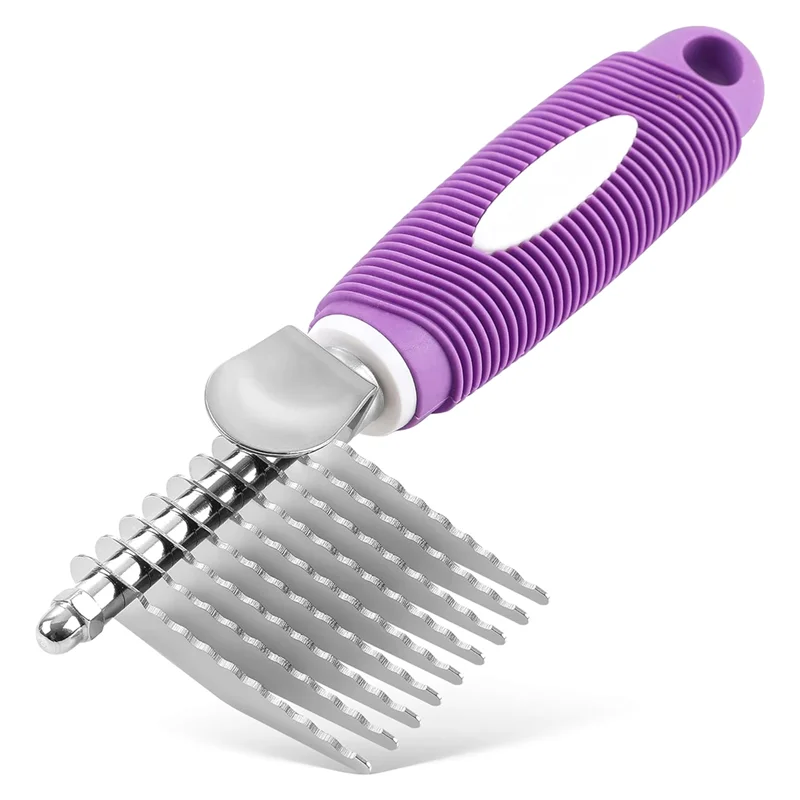 OLTRE-Pet Dematting Fur Rake Comb Brush Katzenkamm mit langen Sicherheitsklingen zum Entwirren von mattierten oder geknoteten Unterwollhaaren Image