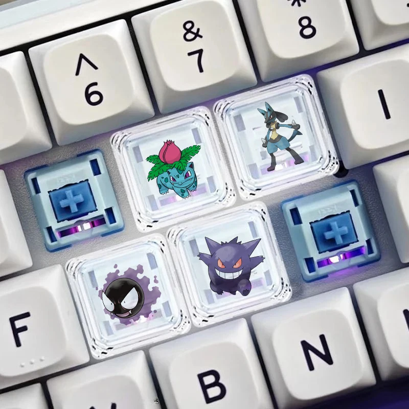 Mechanische Tastatur mit personalisiertem Anime-Tastenkappen-Set: Einzelne Charmeleon-, Blastoise- und Eevee-Tastenkappen, transparente Cartoon-Tastenkappen Image