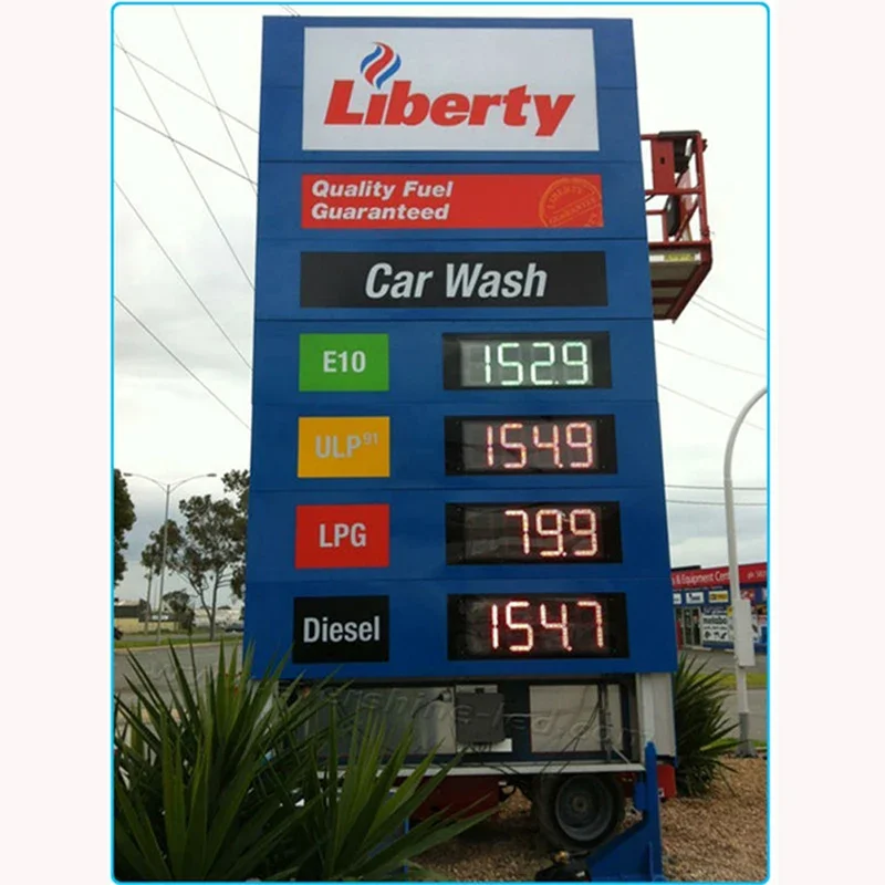 10 Zoll Outdoor Digitale Tankstellen-LED-Anzeige 7-Segment-Anzeigemodul in Gelb Rot Grün Weiß für Geschäftsanwendungen Image