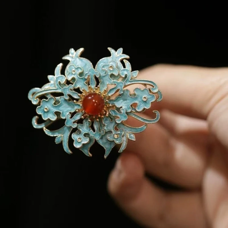 Chinesische Vintage Emaille Glücksverheißende Wolken-Haarspange, Neuer Nationaler Stil Damen Quasten-Seitenclip, Elegante Haarnadel Haaraccessoire Image