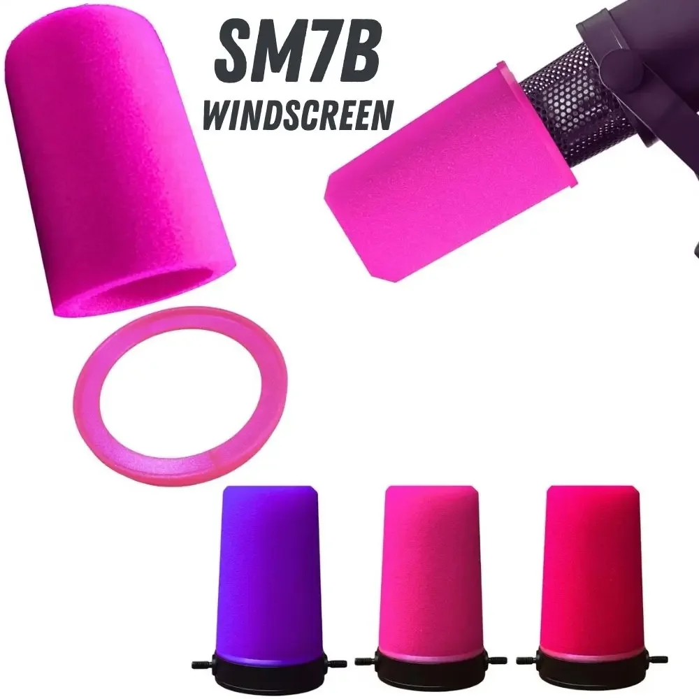 Mikrofon SM7B Zubehör Schaumstoffabdeckungen mit Halterungsring für Shure SM7B SM7dB - Pop-Filter RK345 Windschutz (Pink, Rot, Lila) Image