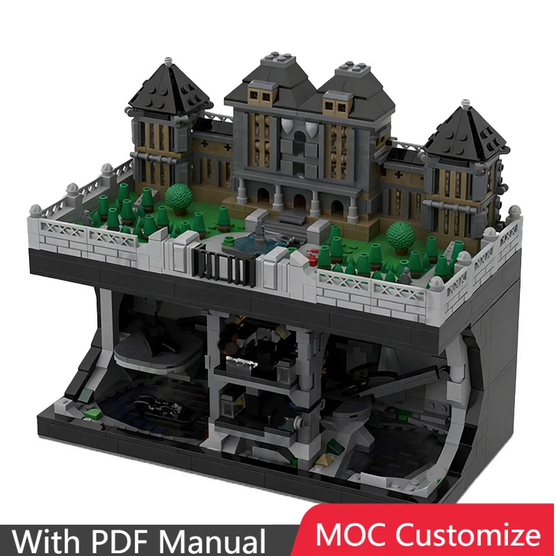 1613-teiliges Modulares Bausatz-Batcave mit Wayne Manor MOC Anpassbares Modulares Baustein-Set Lehrreiches Modell DIY Festival-Spielzeug Geschenk Image