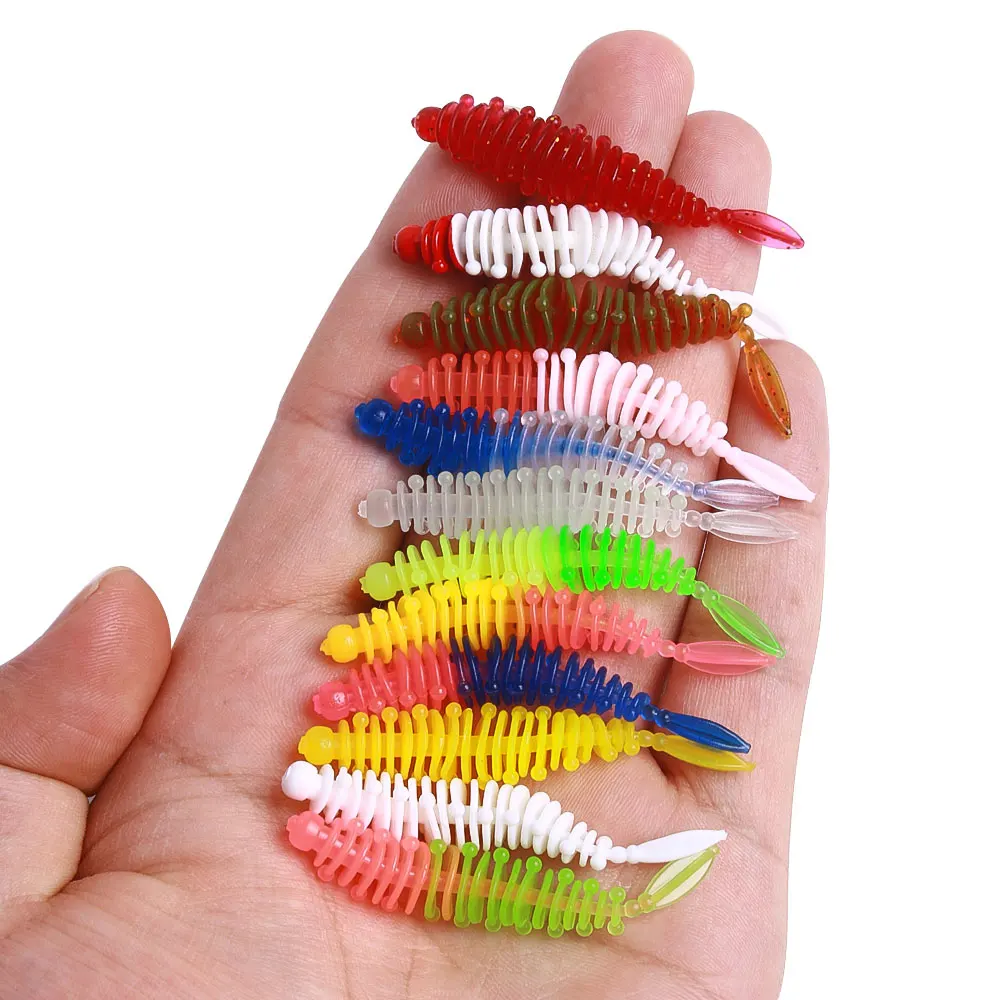 20 Stück 6cm 1,1g Gerippter Weichköder Silikon-Wurm-Köder Künstlicher Schwimmköder Wobbler für Forelle Barsch Hecht Salzwasser-Angelzubehör Image